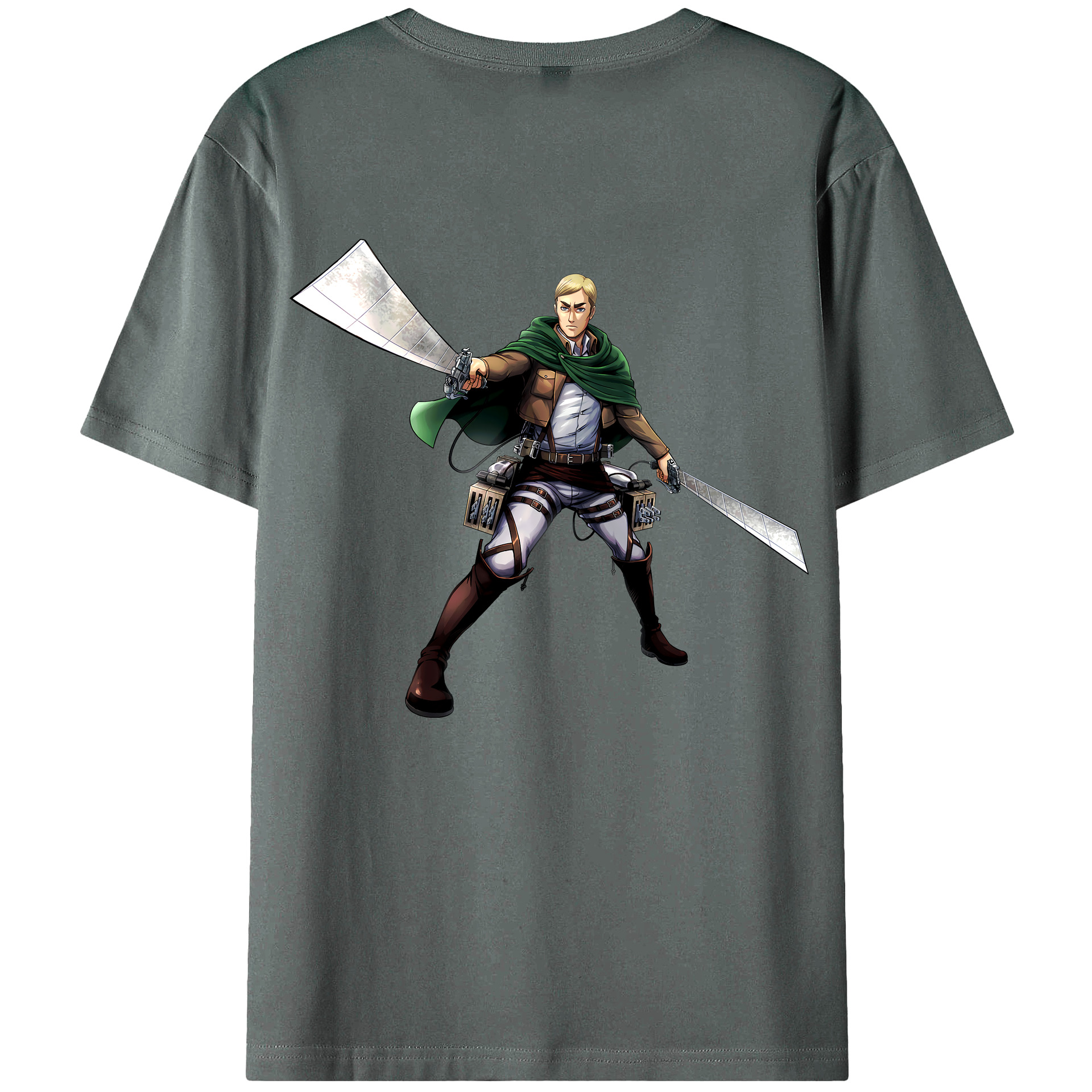 （画像用） 進撃の巨人 エルヴィン・スミス Attack on Titan Erwin Smith 綿100％ メンズ半袖Tシャツ（バックプリント） 通気性